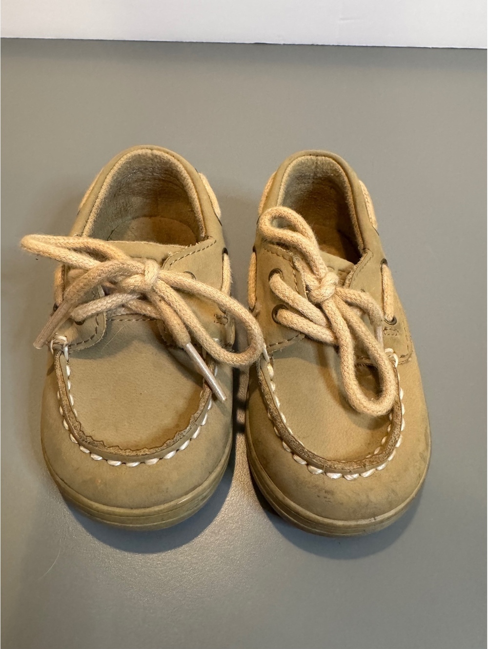 Sperry Top-Sider Boys Beige Leather Boat Shoes Size 3